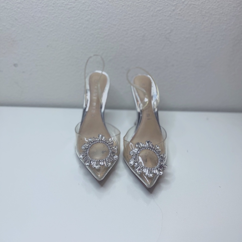 Gianni Bini Heels Clear Rhinestone Pointed SlingBack Pumps Size 7 Begum-Style